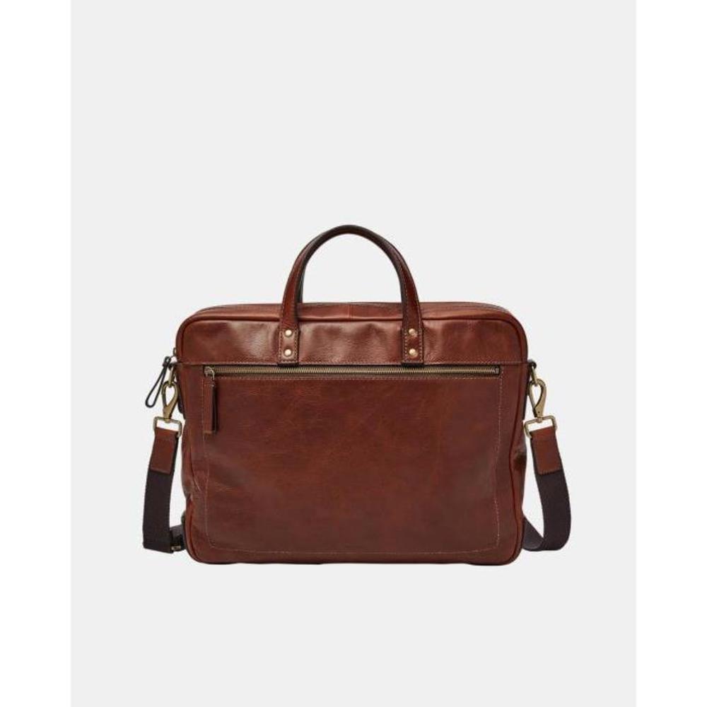 Fossil Haskell Cognac Briefcase FO646AC60QXB