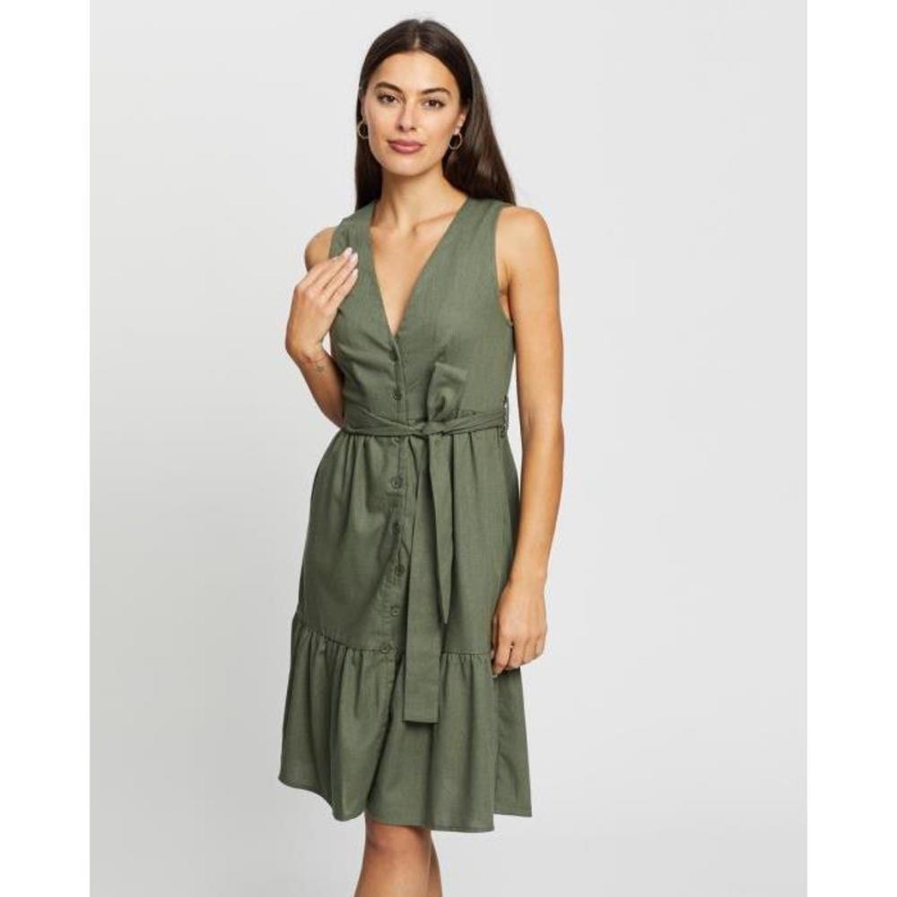 Atmos&amp;Here Guilia Linen Blend Midi Dress AT049AA88ISP