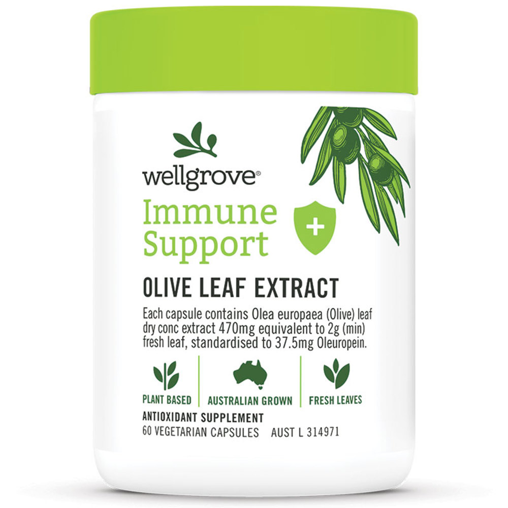 웰그로브 이뮨 서포트 올리브 리프 추출물 60정 Wellgrove Immune Support Olive Leaf Extract 60 Capsules (유통기한 22년 3월 24일)