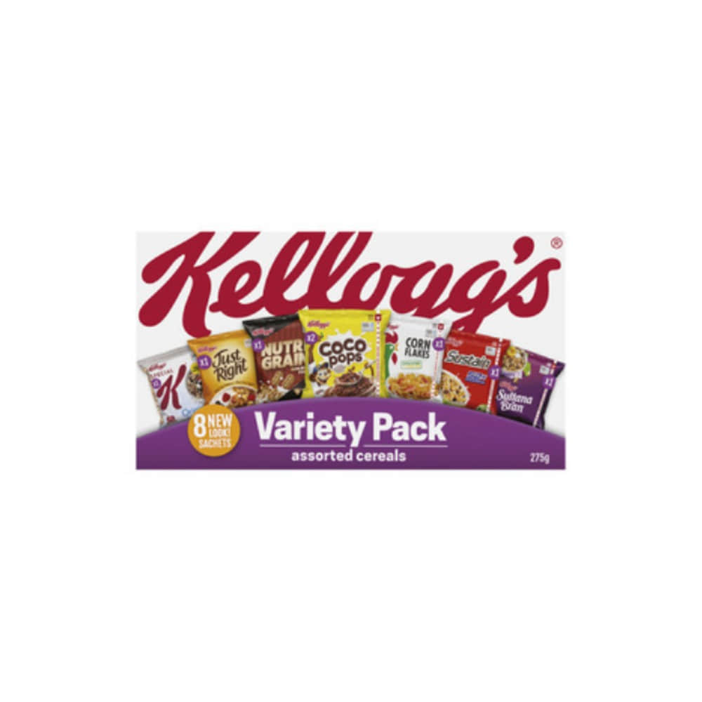 켈로그 버라이어티 팩 어쏘티트 브렉퍼스트 시리얼 사쉐 8 팩 275g, Kelloggs Variety Pack assorted breakfast cereals sachets 8 pack 275g