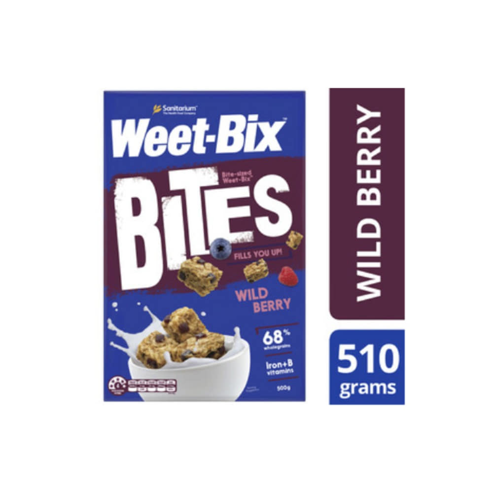 새니테리움 위트빅스 바이트 와일드 베리 브렉퍼스트 시리얼 500g, Sanitarium Weet-Bix Bites Wild berry Breakfast Cereal 500g