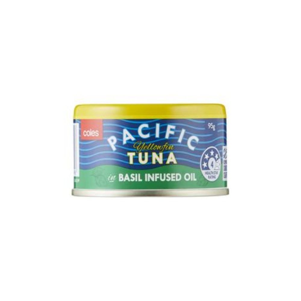 콜스 옐로우핀 튜나 청크 인 바질 플레이버드 오일 95g, Coles Yellowfin Tuna Chunks In Basil Flavoured Oil 95g