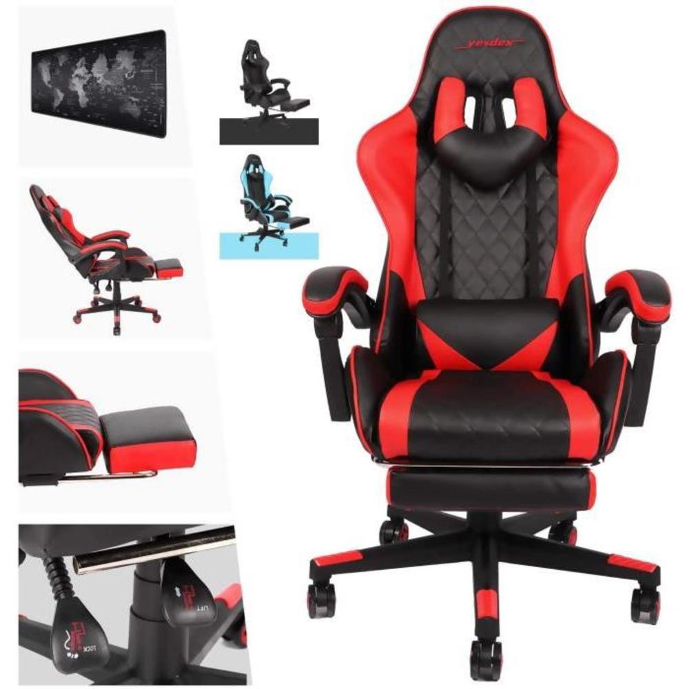 AUSELECT Gaming Chair Ergonomic Office Chair Heavy Duty Racing Style Chair with Footrest, Headrest and Reclining Back Support (200Kg Supported Black and Red) B08R5HSYLP
