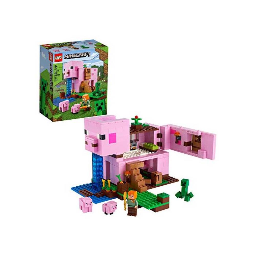 LEGO 레고 마인크래프트 더 Pig House 21170 마인크래프트 토이 Featuring Alex, a Creeper and a House Shaped Like a Giant Pig, New 2021 (490 Pieces) B08HW1PX25