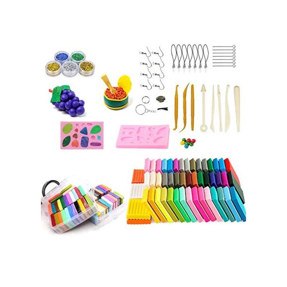 Polymer Clay Starter Kit, 24 Colors Safe and Nontoxic Soft DIY Modelling Moulding Clay, Baking Clay Blocks, 5 Sculpting Tools and Accessories B086YR85DG