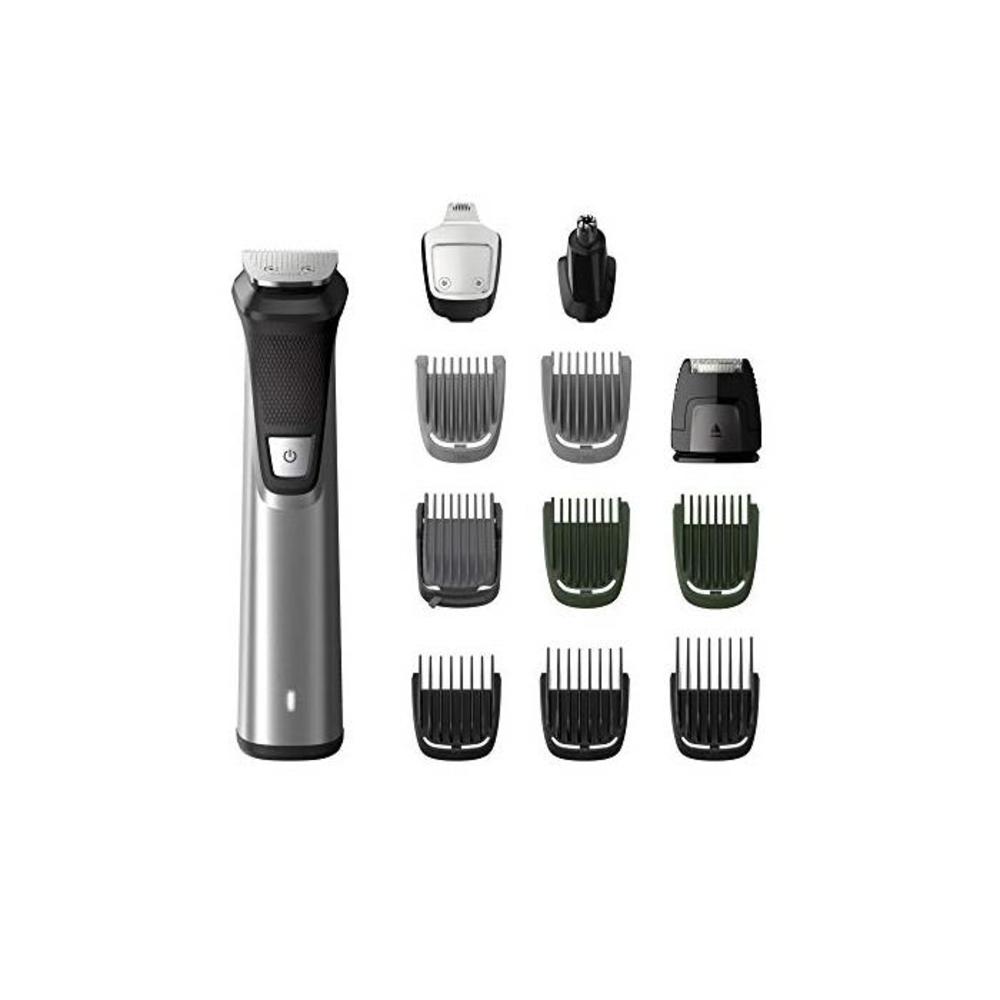 Philips Multigroom Series 7000 12-in-1 Face, Hair and Body Showerproof Premium Trimmer/Clipper/Styler, Up to 120 Min Run Time and 12 Styling Tools, MG7735/15, Silver/Black B07V1CRNWZ
