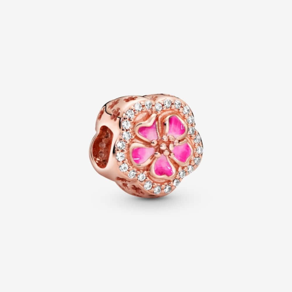 판도라 핑크 스파크링 피치 블로섬 플라워 참 788079CZ, Pandora Pink Sparkling Peach Blossom Flower Charm 788079CZ