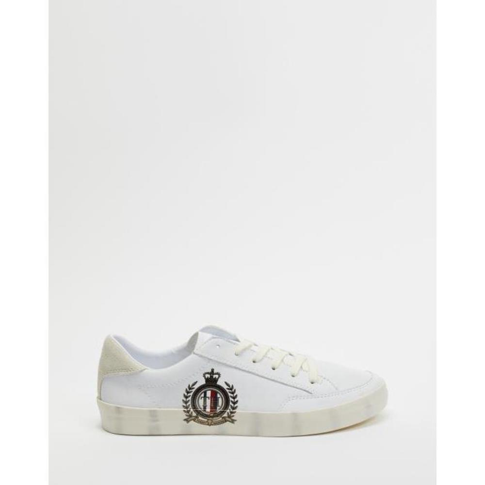 Tommy Hilfiger Crest Leather Print Sneakers - Womens TO336SH47EKE