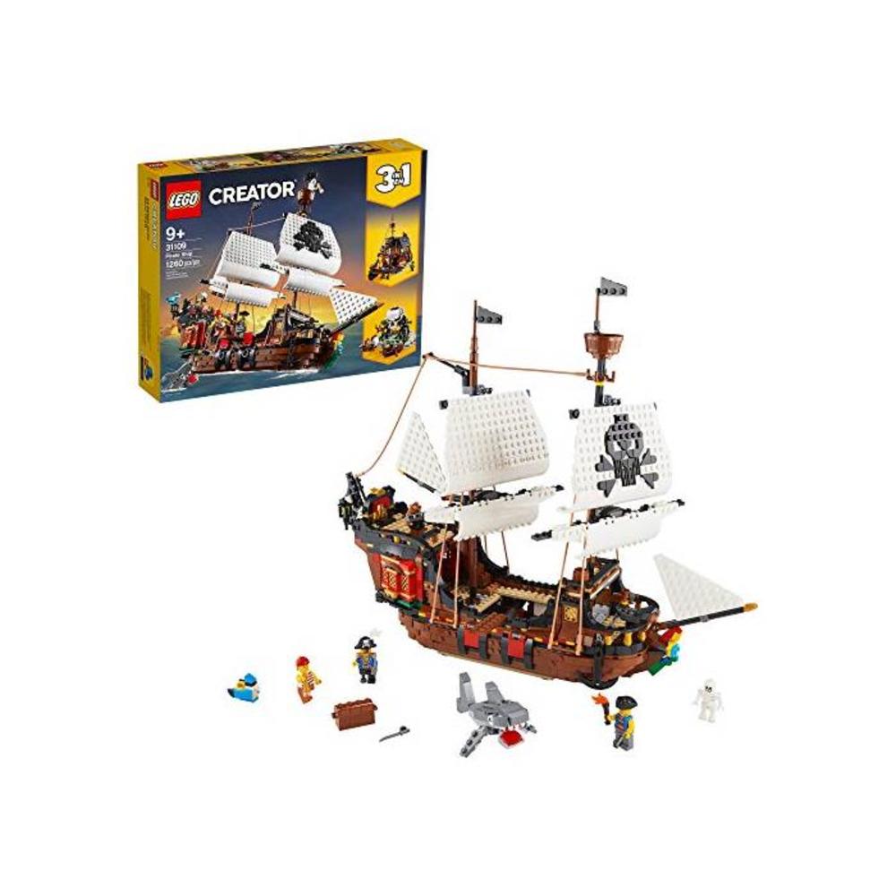 LEGO 레고 크리에이터 3in1 Pirate Ship 31109 빌딩 Playset for Kids who Love 해적 and Model Ships, Makes a Great Gift for Children who Like 크레이티브 Play and Adventures (1,260 Pieces) B0858K44NP