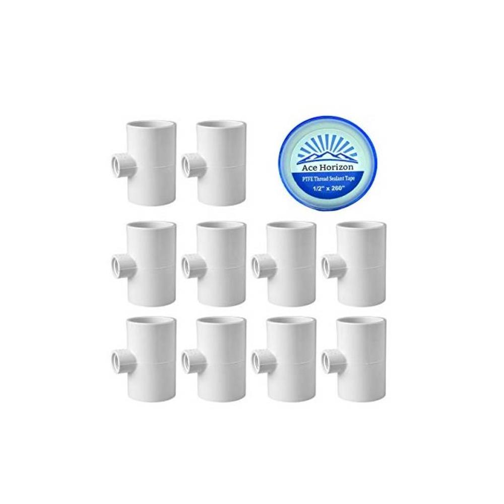 Ace Horizon 10 Pack Chicken Waterer PVC Tee Fittings for Automatic Poultry Water Drinker and Feeder Cups and Red Threaded Nipper Waterers Plus PTFE Thread Tape Included B07X58LGHX