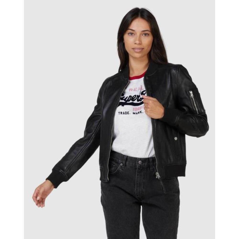 Superdry New York Leather Bomber Jacket SU137AA50BFH