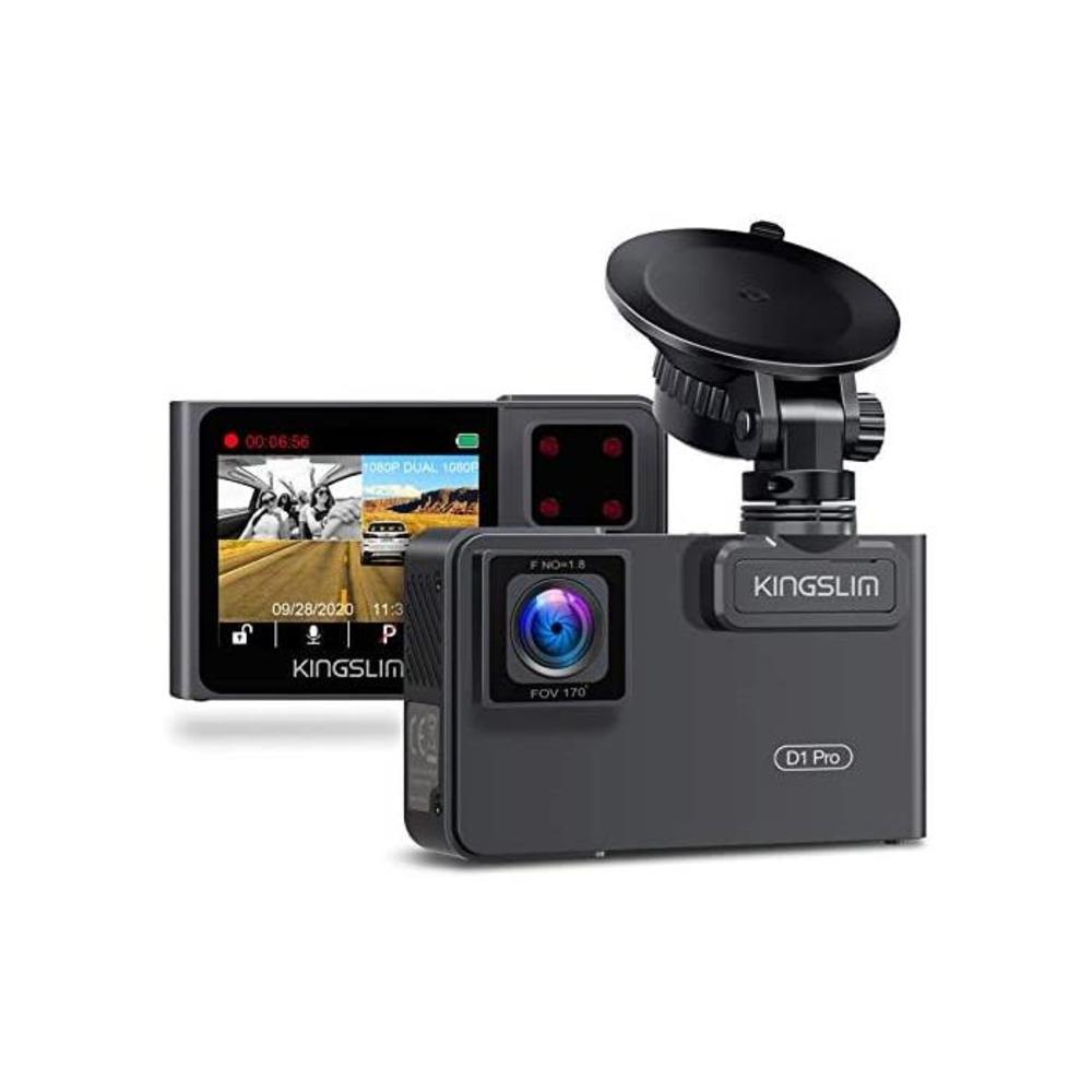 Kingslim Dual Dash Cam D1 Pro 2.5K/1080P Wi-Fi Front and Cabin Dash Camera for Cars with GPS, Dual Sony Sensor with 340° FOV, Super Night Vision, G-Sensor, Loop Recording, 24Hr Mon B08VD492WK