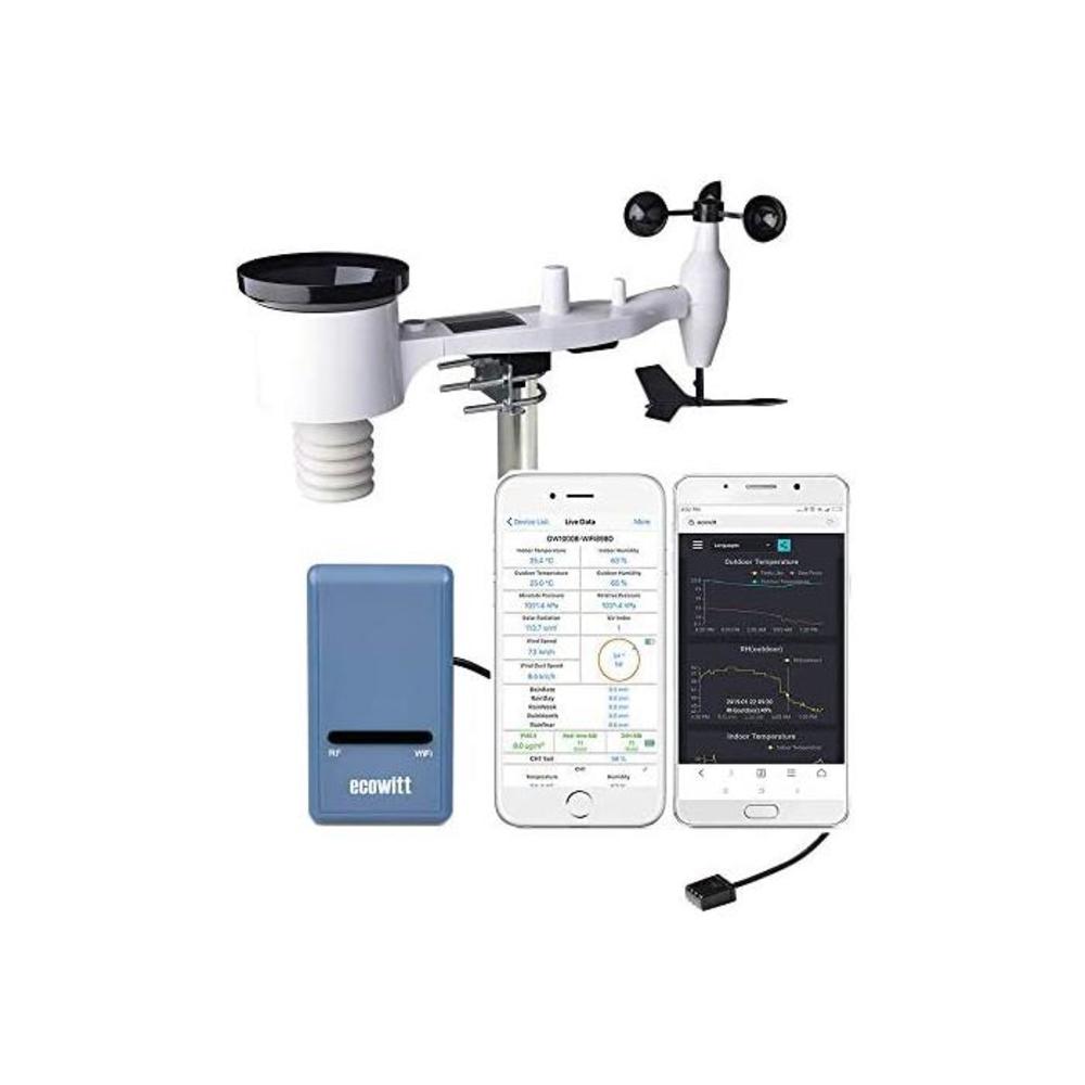 ECOWITT GW1001 Wi-Fi Weather Station with Solar Powered 7-in-1 Outdoor Sensor Array, Weather App, Weather Server B07R1Y72G4