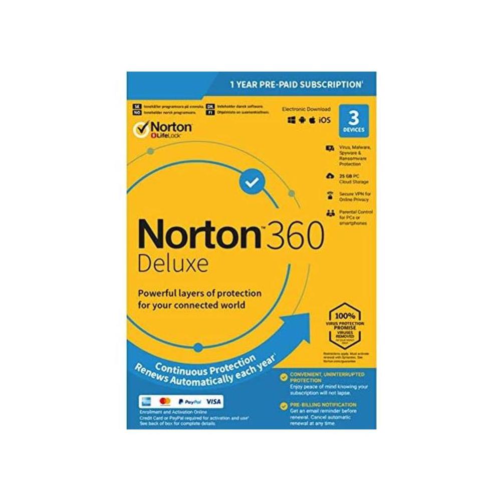Norton 360 Deluxe - 1-Year 3-Device UK EU US Canada B08LDSLJVX
