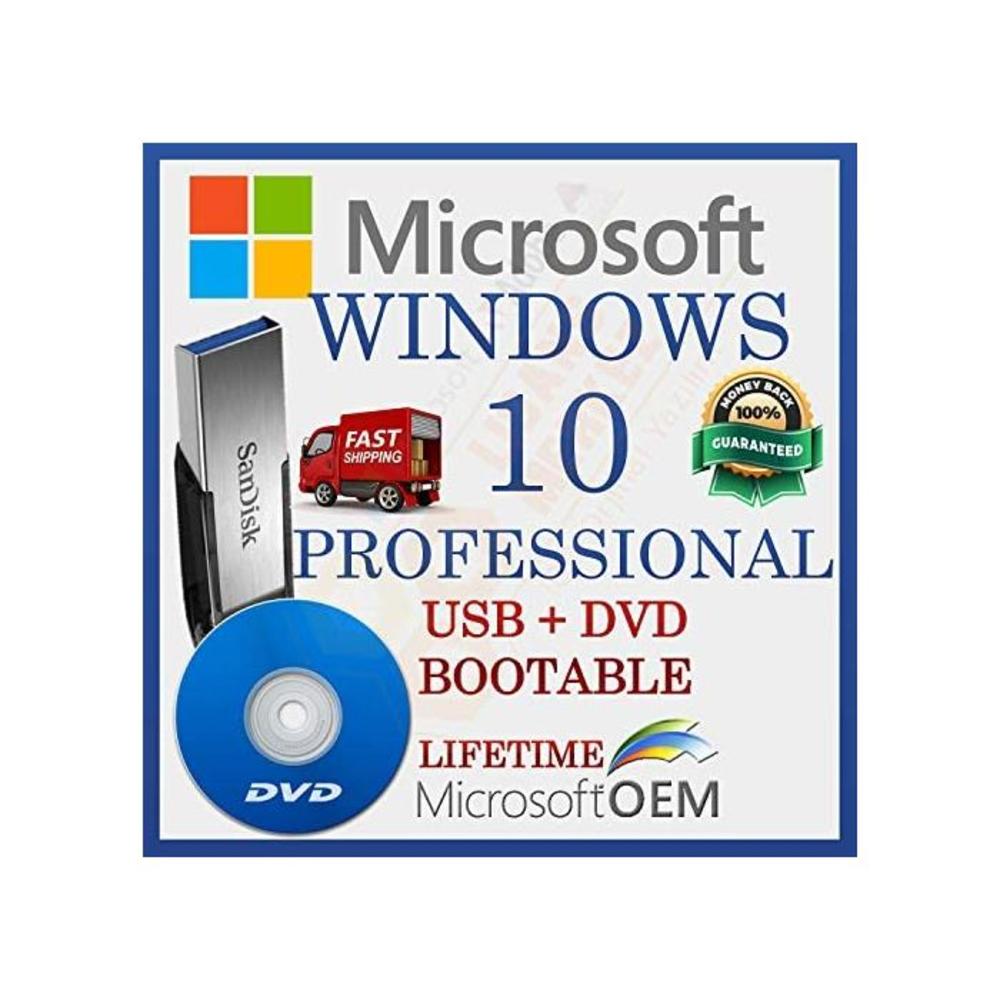 MS Windows 10 Professional Retail Sale License With USB and DVD drive With Invoice 64 Bit Automatic installation ready for start Full Version Fast Shipping NEW Lang B07W8279VW