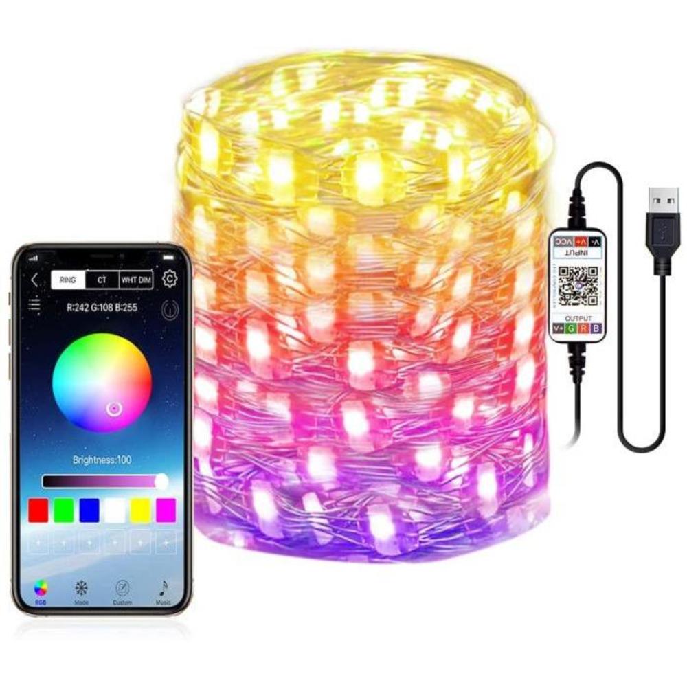 Abtong LED Fairy Lights USB Powered Fairy String Lights 10M 32.8ft RGB LED String Lights APP Sync Music Starry Light Bluetooth Twinkle Light Plug in Color Changing Wire String Ligh B082NTZZ21