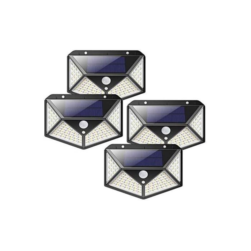 Solar Lights 100 LED Outdoor, Waterproof Wireless Solar Motion Sensor Lights 4Pack, High Lumens Light with 125° Motion Angle Security Light for Front Door,Yard,Garage,Deck B08GCCDR5F