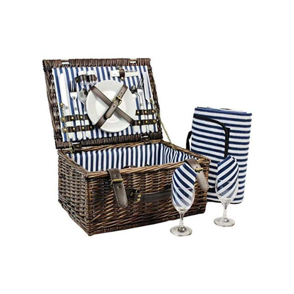 INNO STAGE Wicker Picnic Basket for 2, Picnic Set for 2,Willow Hamper Service Gift Set for Camping and Outdoor Party B07KSVN2R9