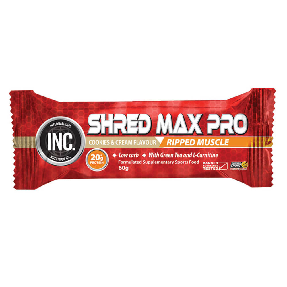 아이엔씨 쉬레드 맥스 프로 쿠키 앤 크림 바 60gm INC Shred Max Pro Cookies and Cream Bar 60gm