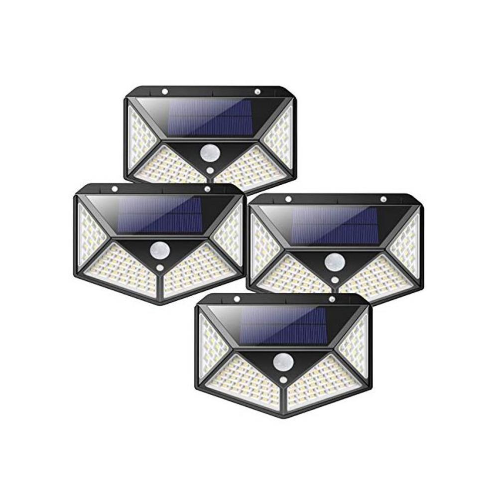 Solar Lights 4PACK 100LED Motion Sensor Deck Light, JORAGO Waterproof Wireless Solar Lamp B08QZDWS1D
