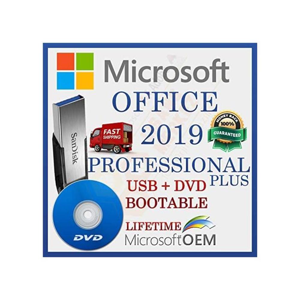 MS Office 2019 Professional PLUS With USB and DVD driver Retail sale license With Invoice 32-64 Bit Full Version Fast Shipping NEW B07WQPXR8Z