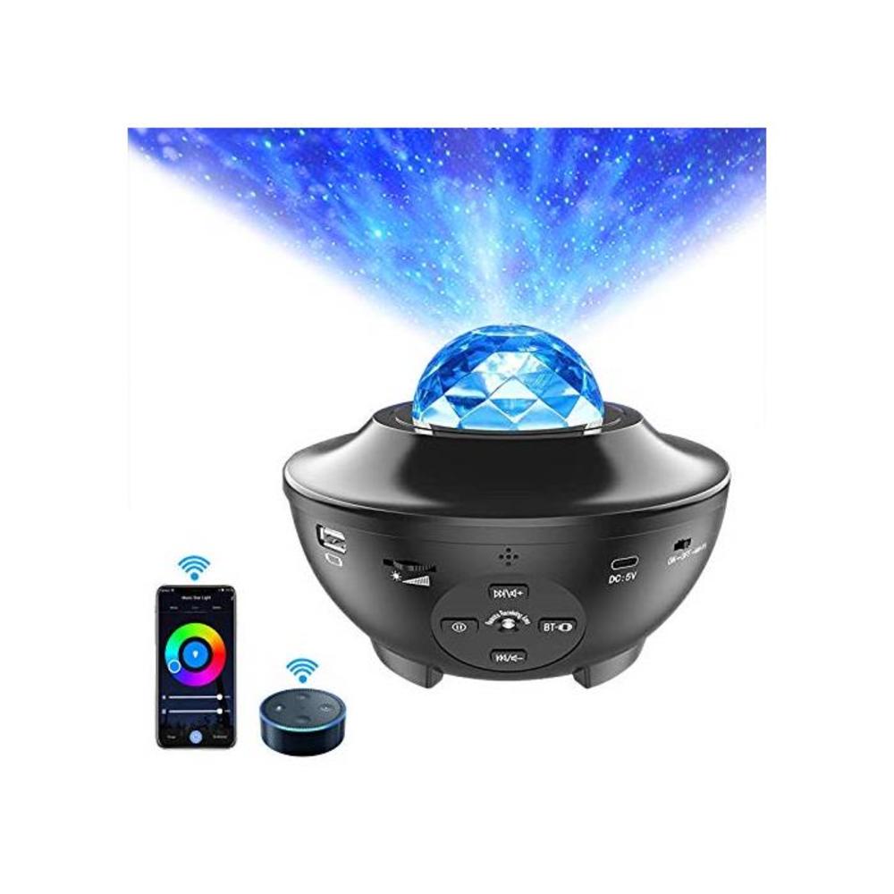 Smart Star Projector Night Light, ALED LIGHT Ocean Wave Built-in Bluetooth Speaker Sound Sensor LED Starry Night Projector Lamp with Remote APP Controlled Light For Kids Gift, B08G4NWB3S