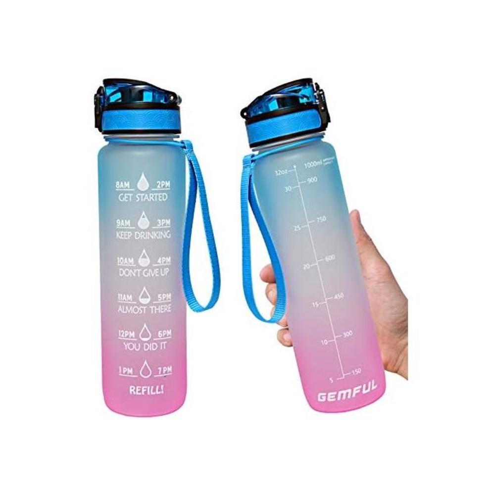 Water Bottle with Time Marker 1L with Straw and Filter Tritan BPA Free for Fitness Gym and Outdoor Sports B08JLJ2YYH