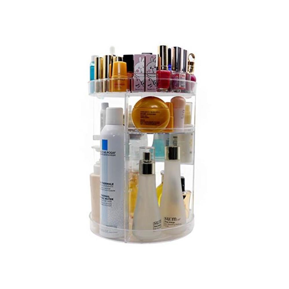 360 Degree Rotating Makeup Organizer,Indoor Ultima DIY Adjustable Large Capacity Spinning Cosmetic Storage Rack for Vanity Dresser Bedroom Bathroom (transparent) B07ZQ6KL2C
