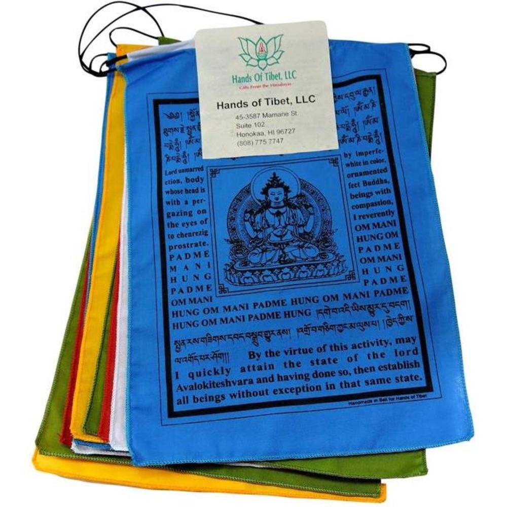 Hands Of Tibet Handmade Buddha of Compassion Prayer Flags with English Translation (6x8) B01N9TOU8J