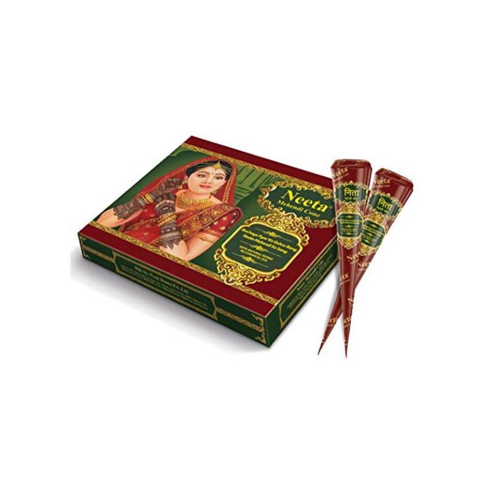 Neeta Mehendi-Henna Cone for Temporary Tattoos and Body Art 12pc in 1 box, All Natural Herbal Ingredients and Chemical Dye Free No PPD, No Side Effects Made from Pure Henna (Pack o B07QF7TYGB