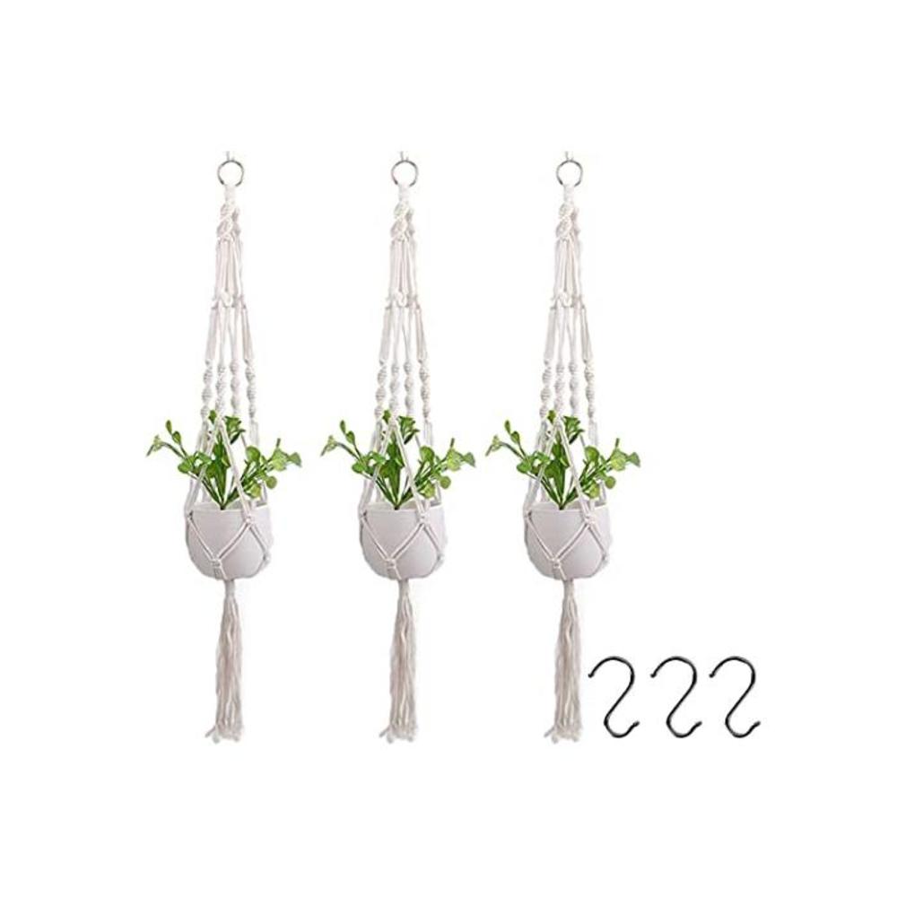 3-Pack Macrame Plant Hangers with 3 Hooks, YanYoung Indoor Outdoor Hanging Planters Set Hanging Plant Holder Stand Flower Pots Home Decor B08Q3P1C41