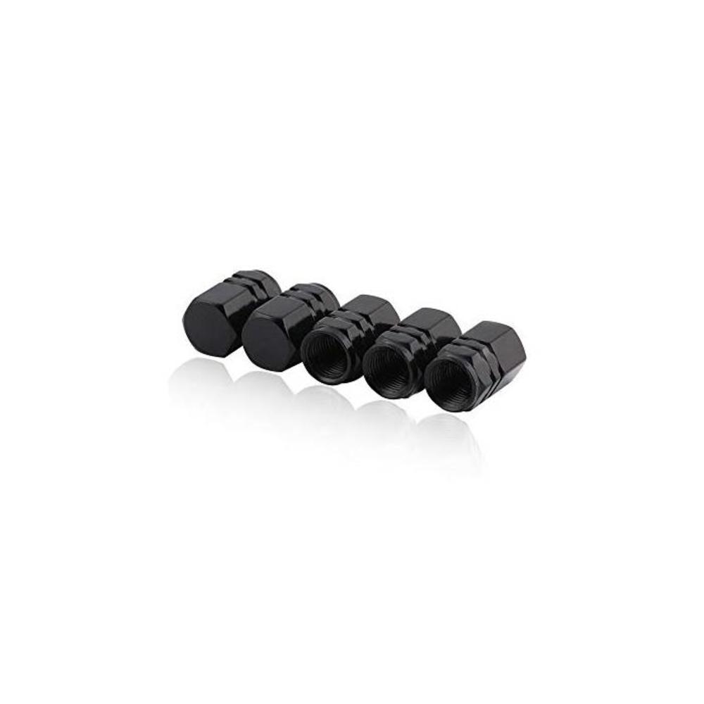 EKIND Tire Stem Valve Caps Wheel Aluminum Valve Covers Car Dustproof Tire Cap, Hexagon Shape, (Set of 5, Black) B07N4G2Y7C