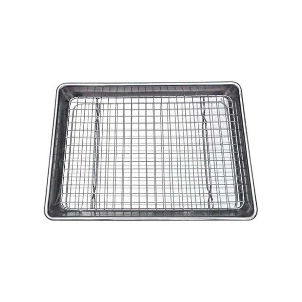 Checkered Chef Quarter Sheet Pan and Rack Set 9.5 x 13 inches. Aluminum Cookie Sheet/Baking Sheet Pan with Stainless Steel Oven Safe Cooling Rack. Bonus Silicone Baking Mat Include B06WWQGWPW