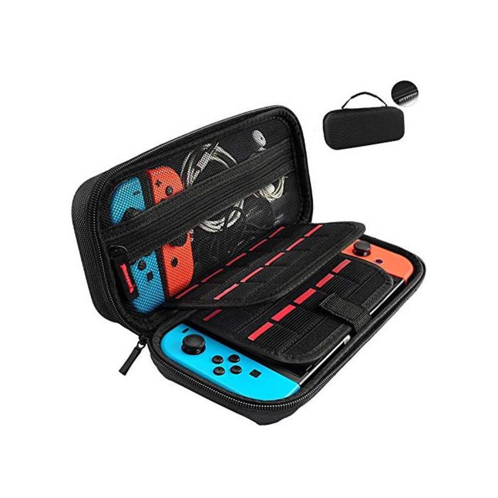 GameFan Switch Carrying Case compatible with Nintendo Switch - 20 Game Cartridges Protective Hard Shell Travel Carrying Case Pouch for Nintendo Switch Console &amp; Accessories, Black B08KY7MRTS