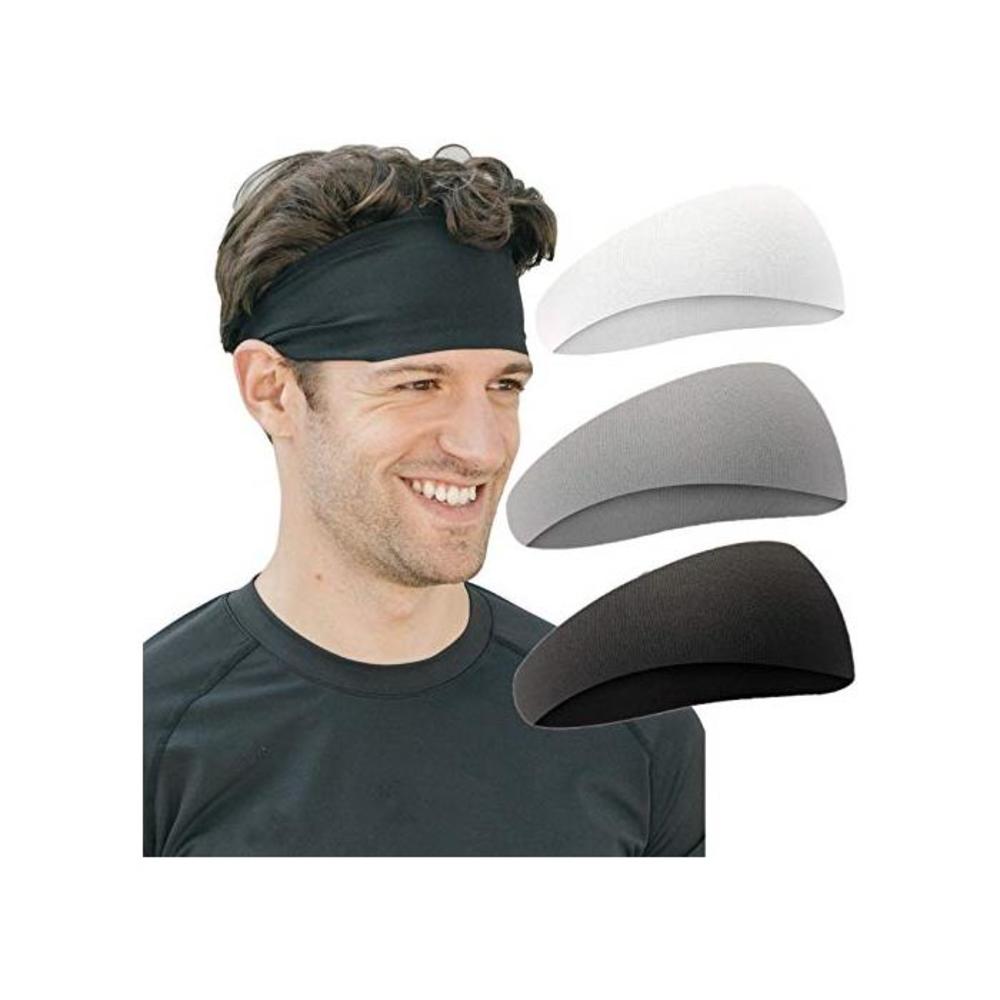3 Pack T Tersely Yoga Sports Headband, Mens Sweatband, Womens Elastic Athletic Hairband, Lightweight Working Out Mens Headbands B0859R9YZ3