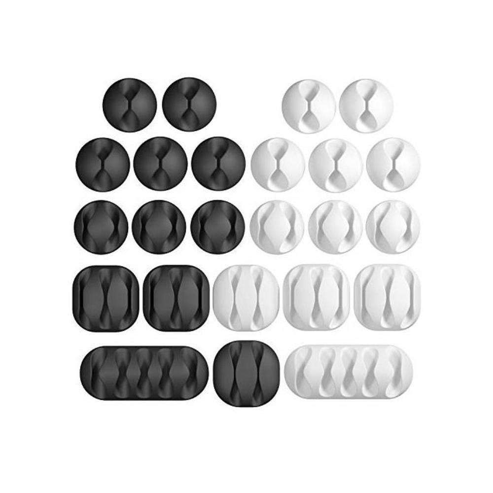 Wirever Cable Management Cable Clips - 24 Pack Cable Organizer Cable Holder for Cord Management - Adhesive Cord Organizer Cord Holder for Desk Cable Management - Black and White Wi B08KT5LDFP