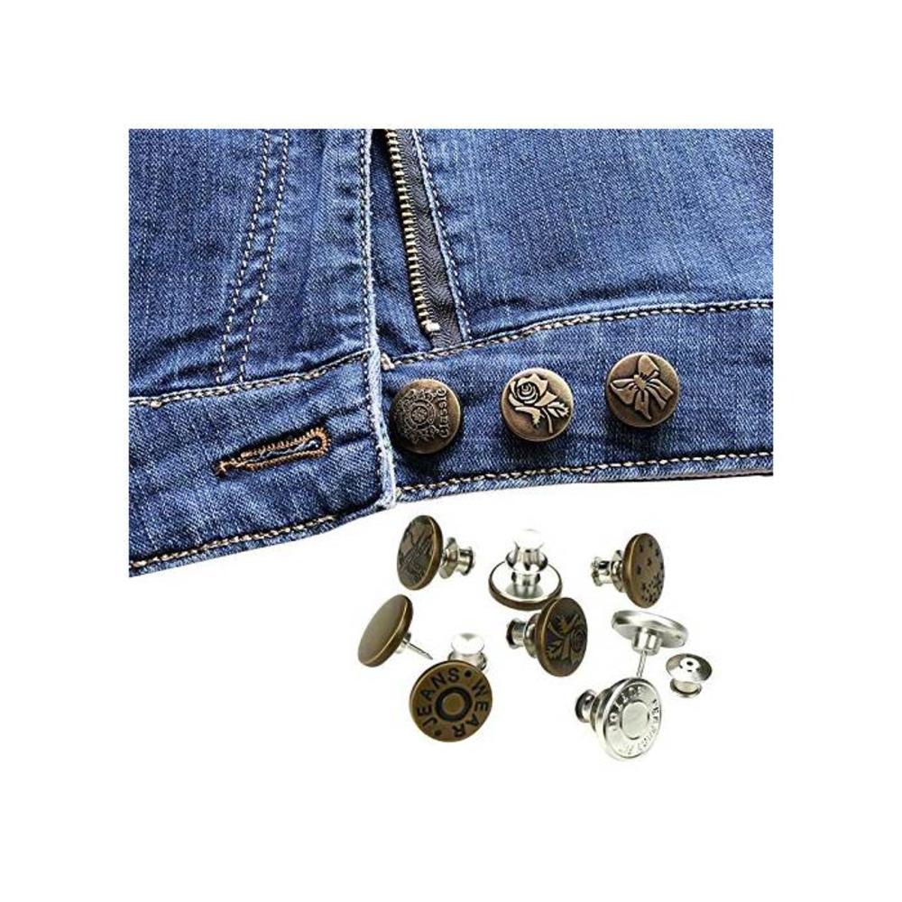 COMVIP 5pcs Free Sewn Jeans Button Perfect Fit Instant Buttons to Denim Pants Removable Adjustable Metal Buckle B0874K1J5K