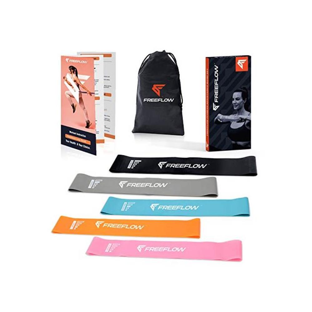 FREEFLOW Fitness Resistance Bands - Set Of Exercise Workout Loop Exercise Bands for Arms Shoulders Legs And Butt 5 Resistance Levels Stretch Strength Bands for Working Out, Yoga, B07YDCX2X9