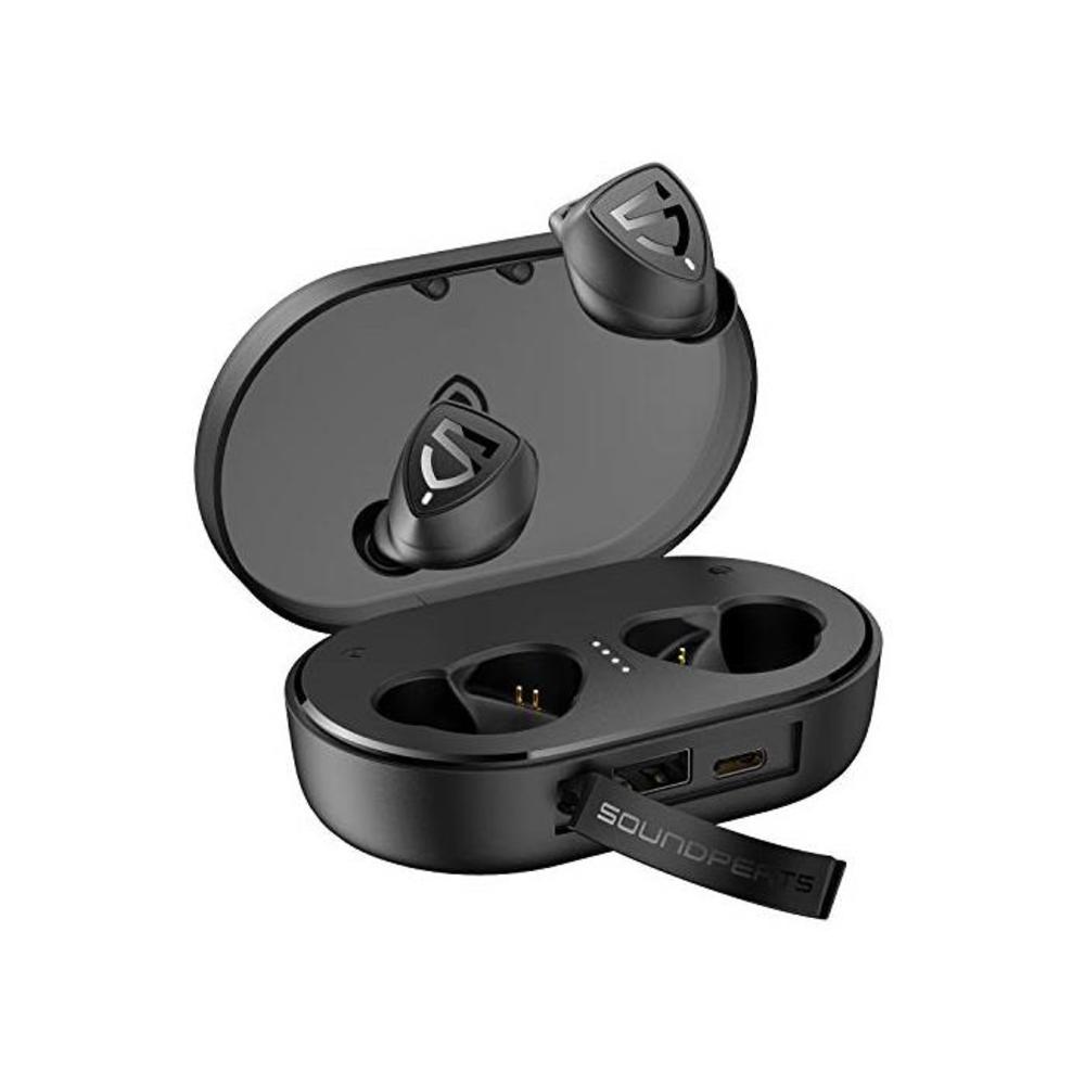 SoundPEATS Trueshift2 True Wireless Earbuds 100Hours Playtime with 3000mAh Charging Case, Bluetooth 5.0 IPX7 Waterproof Sports Headphones in-Ear Stereo Earphones, Graphene Drivers, B08BYBWWTH