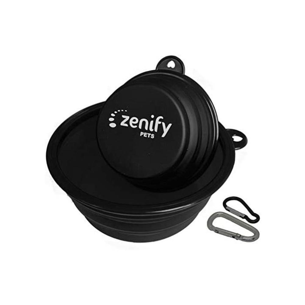 Zenify Dog Bowl Food &amp; Water Feeder 2 Pack - Extra Large 1000ml 17.8cm &amp; Small 400ml 12.7cm Collapsible Portable Foldable Travel Dish Leash Lead Slim Accessories for Puppy Dogs (Bl B081ZSFYL9