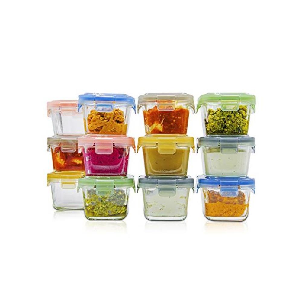 lunchley Glass Baby Food Storage Containers with Lids Set of 12 5 oz Glass Food Containers Freezer Storage Reusable Small Glass Baby Food Containers Microwave &amp; Dishwashe B08B4JSS4Y