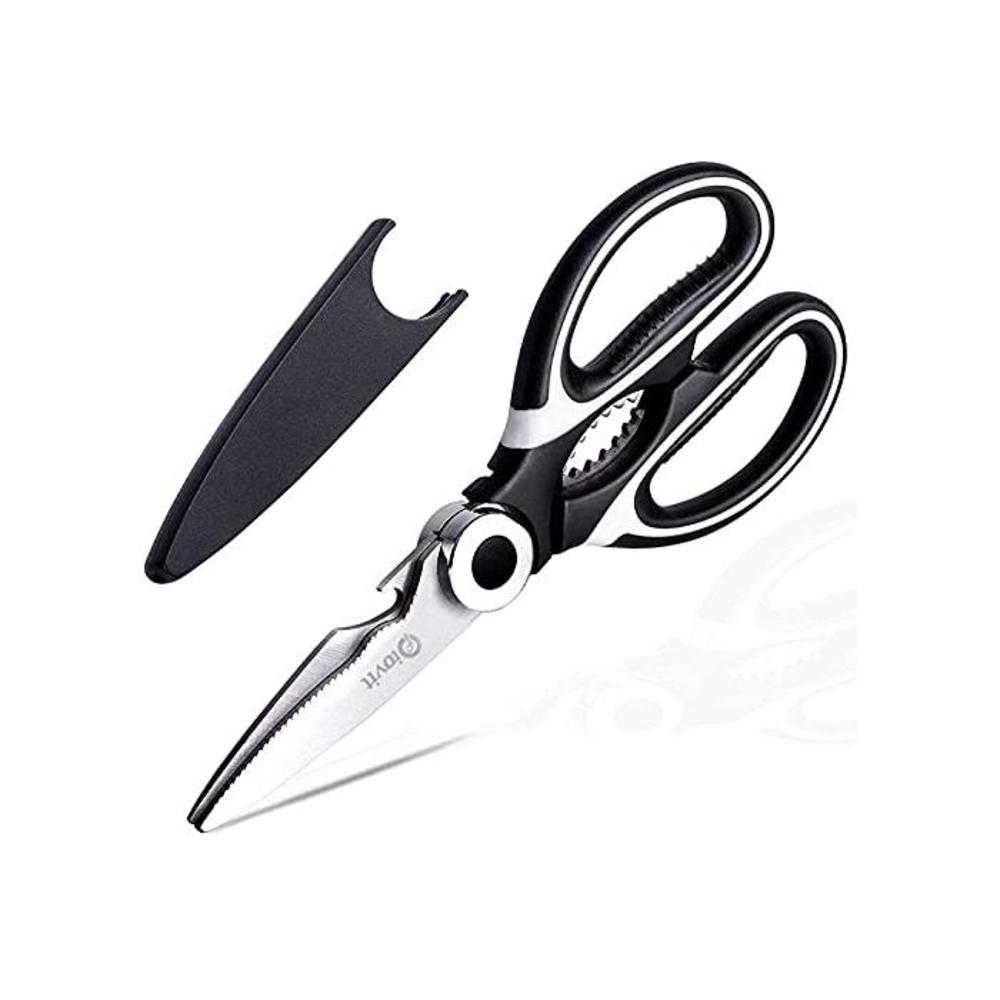 FIOVIT Kitchen Scissors Black 20.5 cm - Multi-Purpose Poultry Shears with Rust Proof Stainless Steel Blade and Secure Soft Grip Handles B08P7MFZ4Y