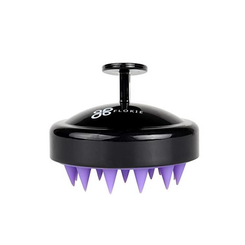 Flokie Hair Scalp Massager With Soft Silicone Bristles, Shampoo Brush With Silicone Head Removes Dandruff and Suitable for All Hair Types - Black B08VCGDFYS