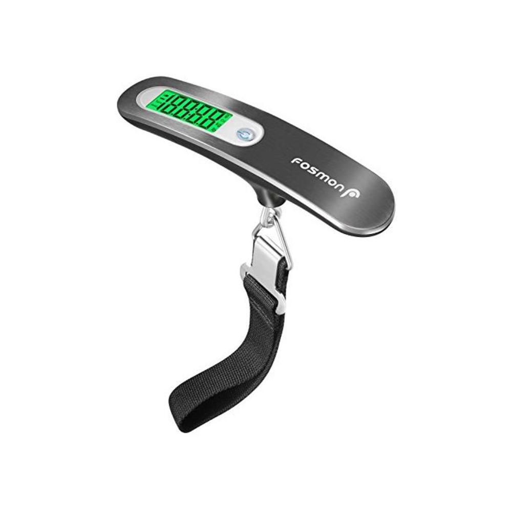 Digital Luggage Scale, Fosmon [Stainless Steel │Backlight │ LCD Display] Digital Hanging Luggage Weight Scale, Up to 110LB (50 kg) with Tare Function - Silver B01N0Y9OWN