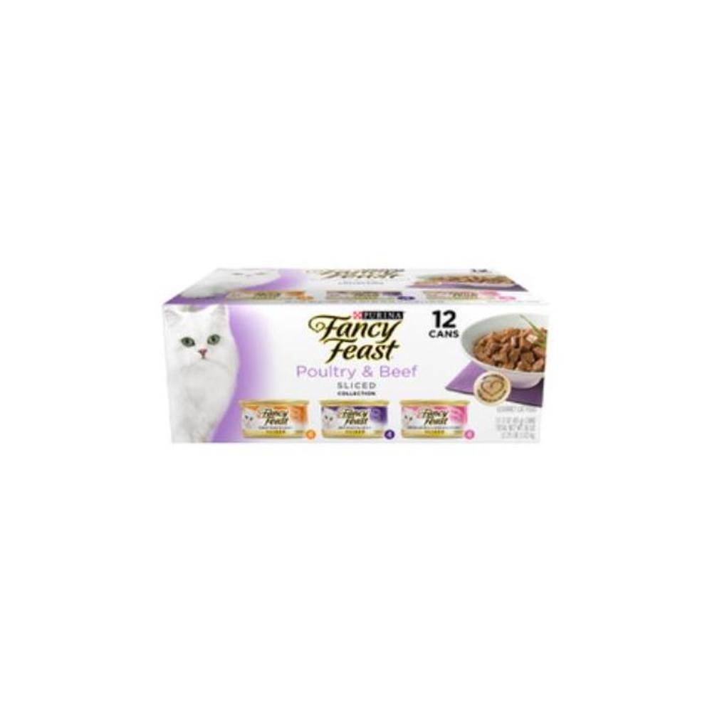 Purina Fancy Feast Poultry &amp; Beef Sliced Collection Cat Food Cans 85g 12 pack 3323120P