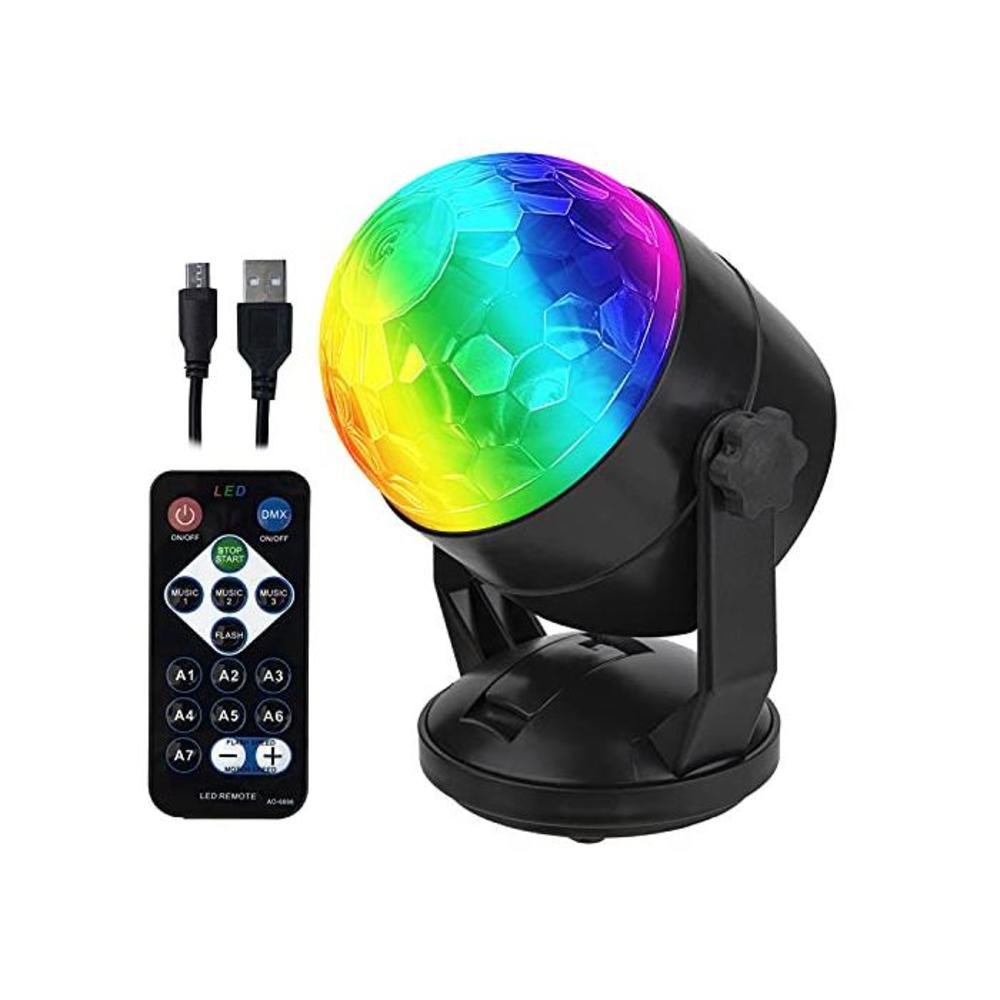 Remote Control Portable Sound Activated Party Lights for Outdoor and Indoor, Battery Powered or USB Plug in, Dj Lighting, RBG Disco Ball, Strobe Lamp Stage Par Light for Car Room D B08DR4G9PF