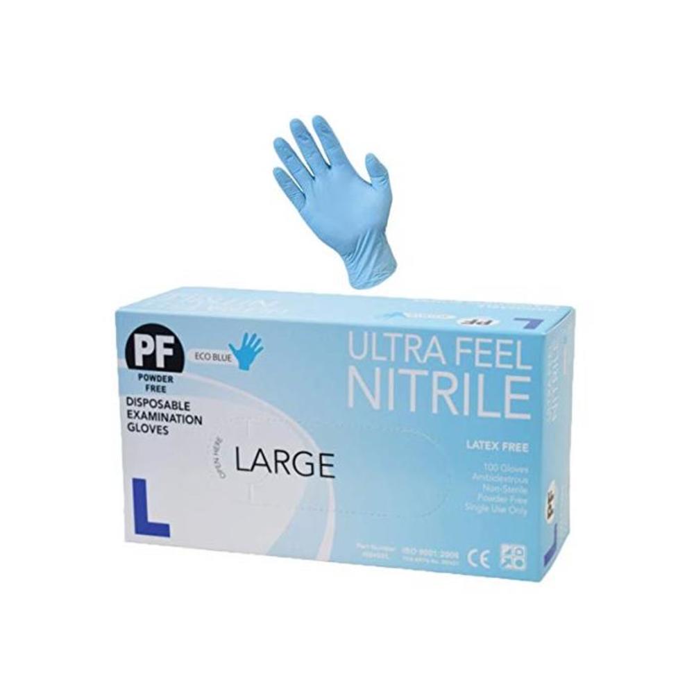 Ultra Feel Blue Nitrile Powder Free Latex Free Disposable Examination Gloves (Large) B084ZB6QF4