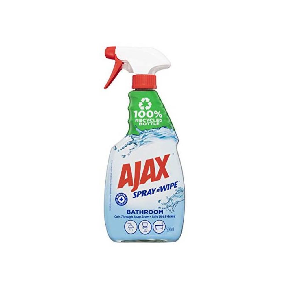 Ajax Spray n Wipe Bathroom Antibacterial Disinfectant Household Grade Cleaner Trigger Soap Scum Remover Surface Spray Fresh Burst Made in Australia 100% Recycled Bottle 500mL B0778X282K