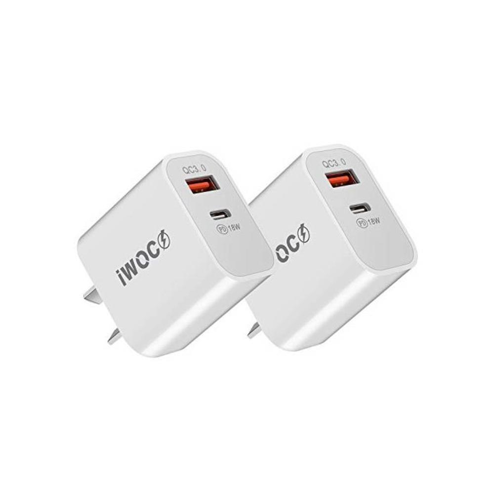 USB C Charger iwoco 2Pack 18W 2-Port PD Fast Charger with Quick Charger 3.0 Port Power Delivery for iPhone 12/12 Mini/12 Pro Max iPad Pro/AirPods Pro, Pixel, Samsung Galaxy Note20 B08P97MK9N