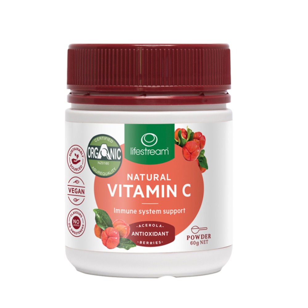라이프스트림 내츄럴 비타민 C (에이세롤라 베리스) 60g 파우더, LifeStream Natural Vitamin C (Acerola Berries) 60g Powder